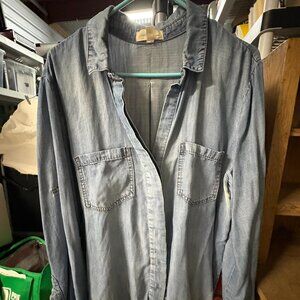 Cloth & Stone Denim Long Sleeve Shirt, Size XL
